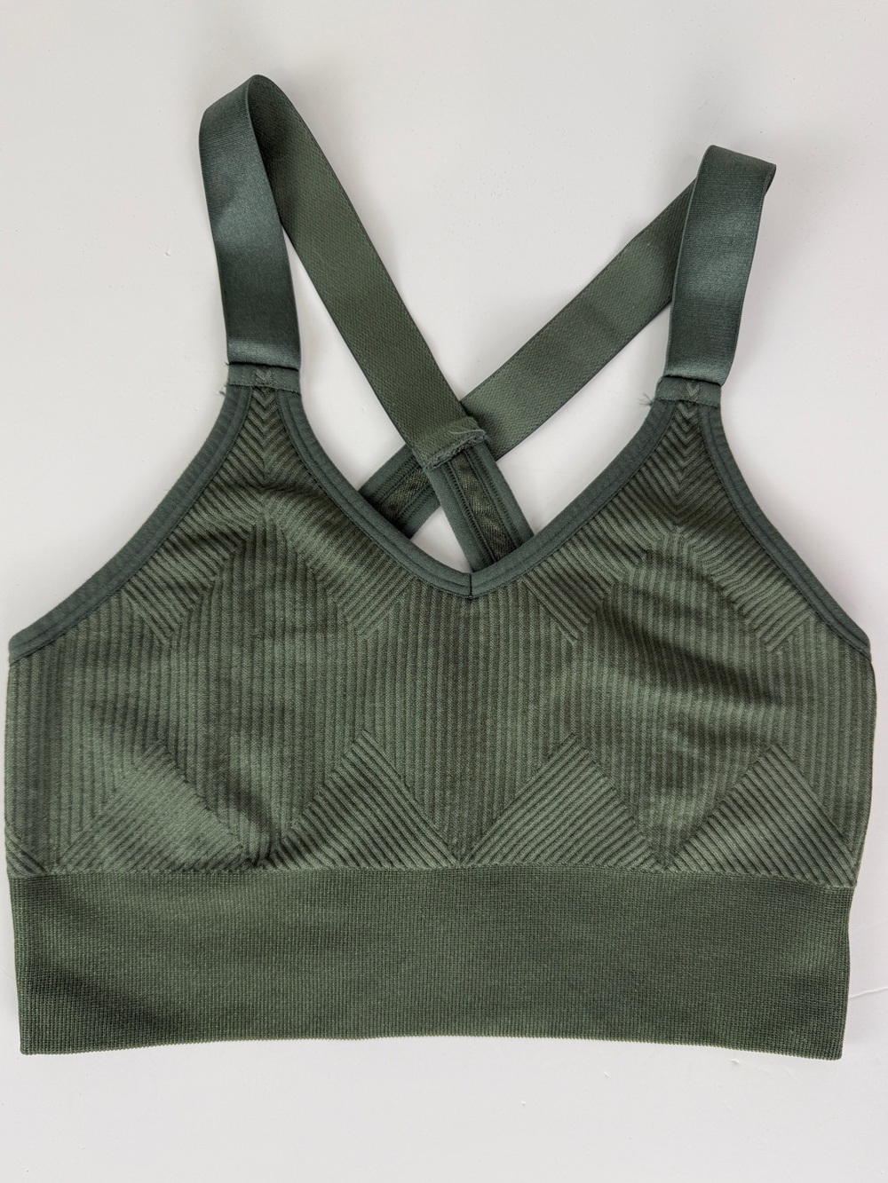 Athletic Works Sports Bra Women's Medium Thyme Green Seamless Strappy Dri More